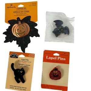 Hallmark Halloween Theme Lapel Pins Vintage Lot of 4 New on Card